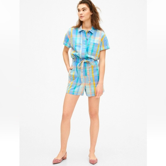 GAP Plaid Cotton Romper – Size 4 - Picture 1 of 7